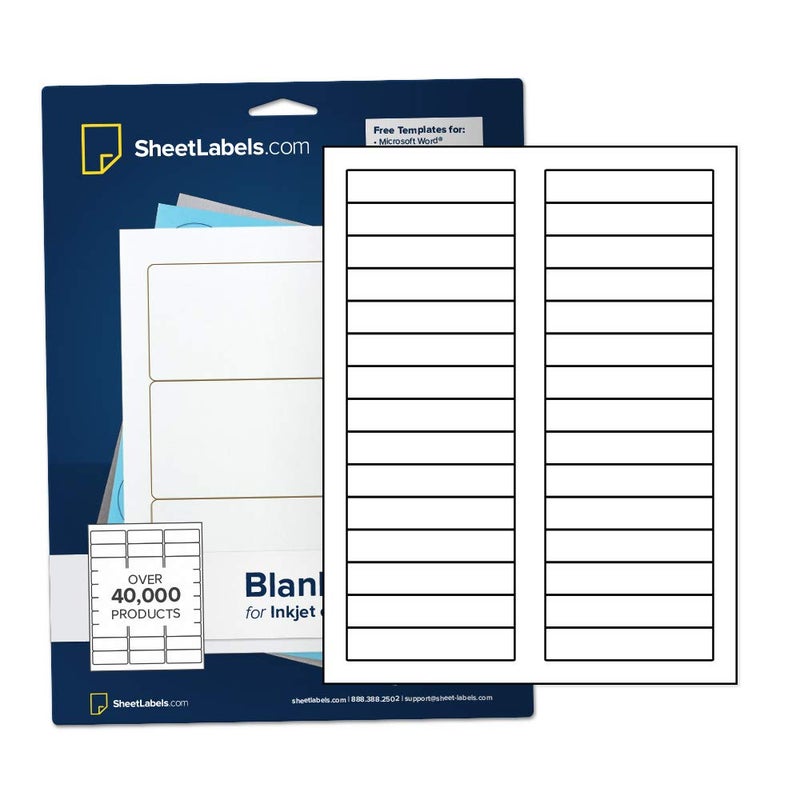 Sheet Labels File Folder Labels, Permanent Adhesive 2/3" x 3-7/16", Laser or Inkjet Printable 750 Labels - 25 Sheets - Image 1